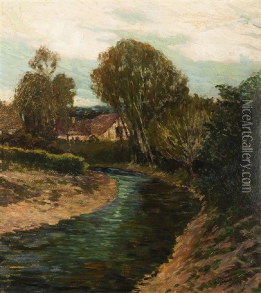 Landscape With Stream Oil Painting - Frantisek Pecinka