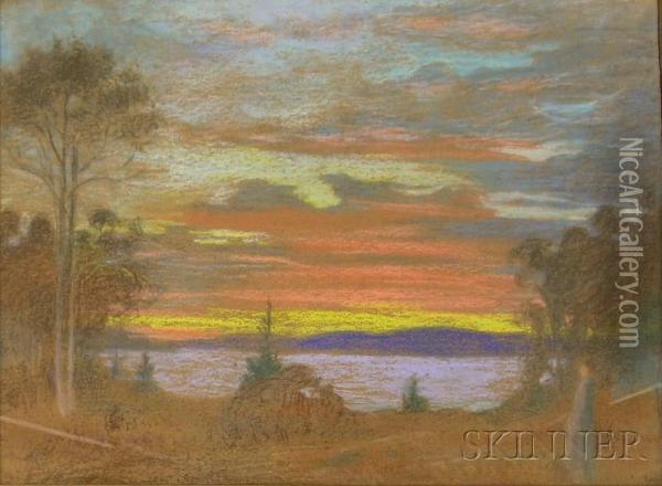 Landscape At Sunset Oil Painting - Edith Howland