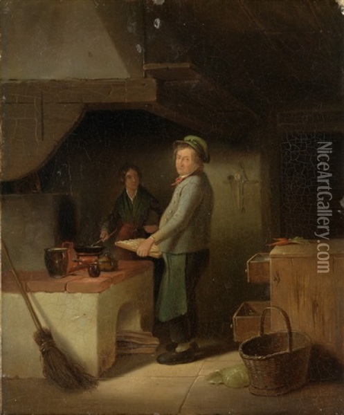 Beim Gemutlichen Kochen Oil Painting - Karl Von Enhuber