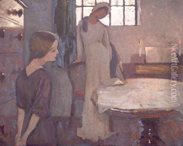 Study for A Winters Evening II, c.1900 Oil Painting - Frederick Cayley Robinson