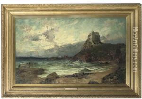 The Reef, Holy Island Oil Painting - Joseph Langsdale Pickering