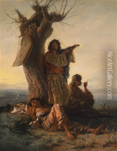 Rast Der Zigeuner Oil Painting - Alois Schoenn