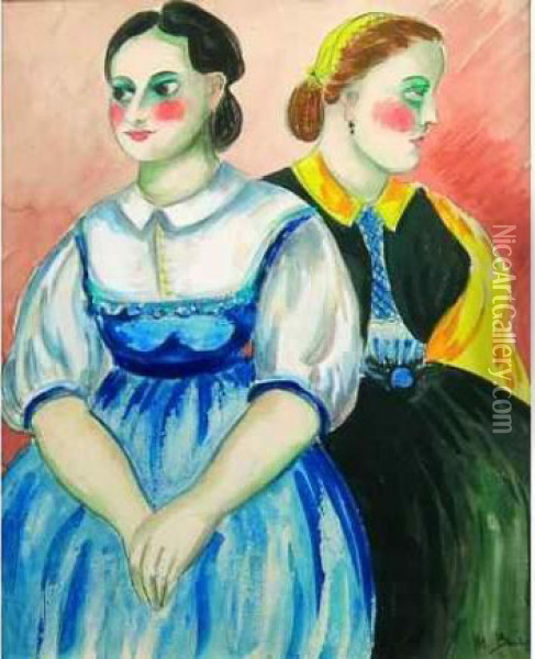 Deux Femmes. Oil Painting - Madeleine Berly De Vlaminck