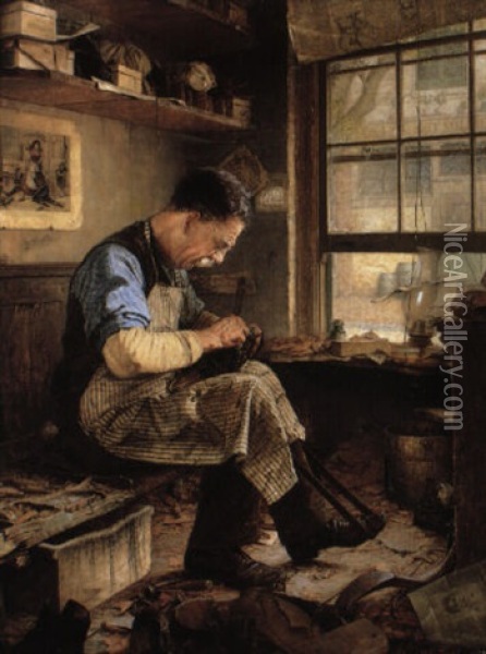 The Shoemaker Oil Painting - Jefferson David Chalfant