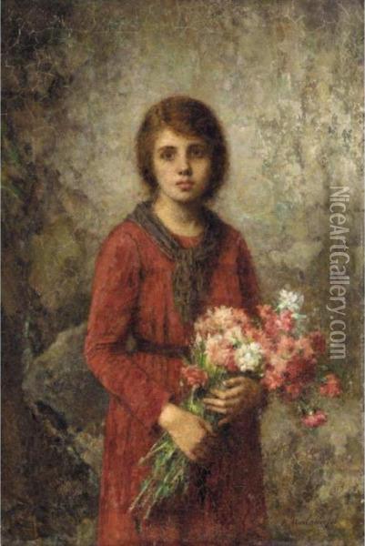 Portrait Of The Artist's Daughter Oil Painting - Alexei Alexeivich Harlamoff