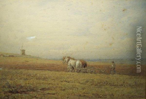 Ploughing Oil Painting - George Arthur Fripp