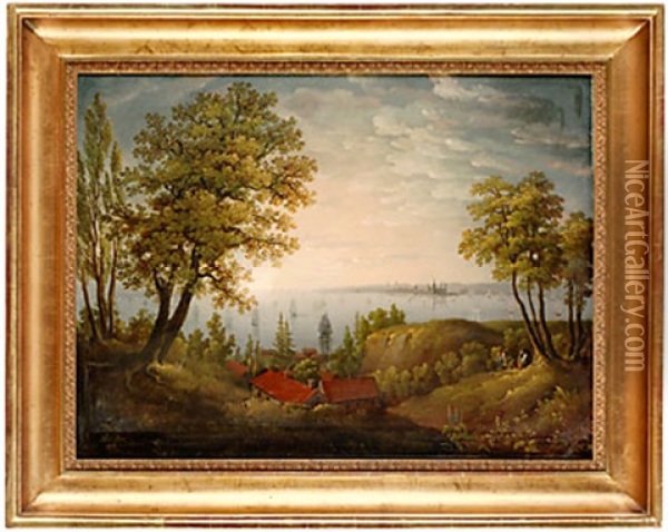 Utsikt Over Oresund Ifran Helsingborgs Hogar Oil Painting - Gustaf Wilhelm Palm