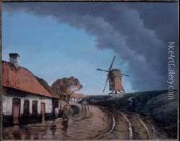 The Rain Cloud, Holland, 1911
 Oil On Canvas Oil Painting - Georges Chavignaud