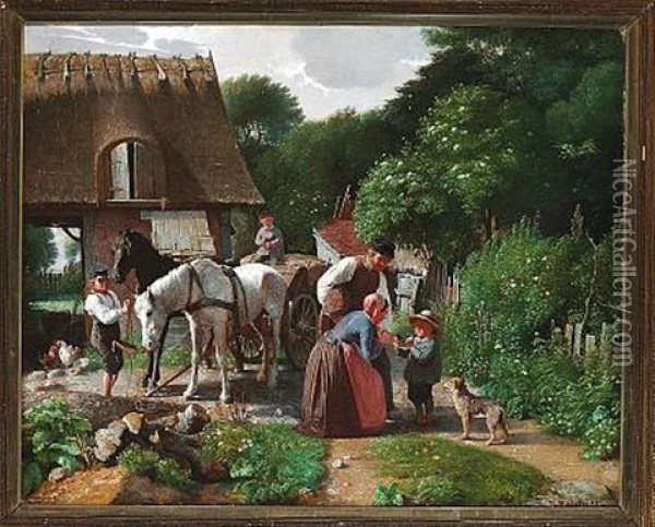 Returning From The Marketplace Oil Painting - Carl Theodor Melchior