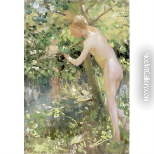 Boy By A River Oil Painting - Gari Melchers