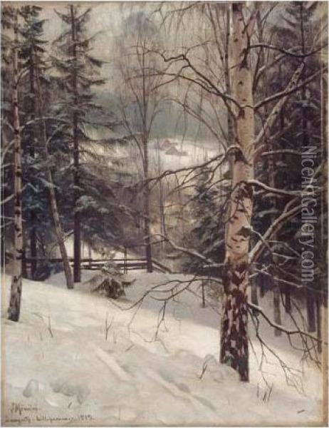 Skovbryn Ved Lillehammer (edge Of The Forest At Lillehammer) Oil Painting - Peder Mork Monsted