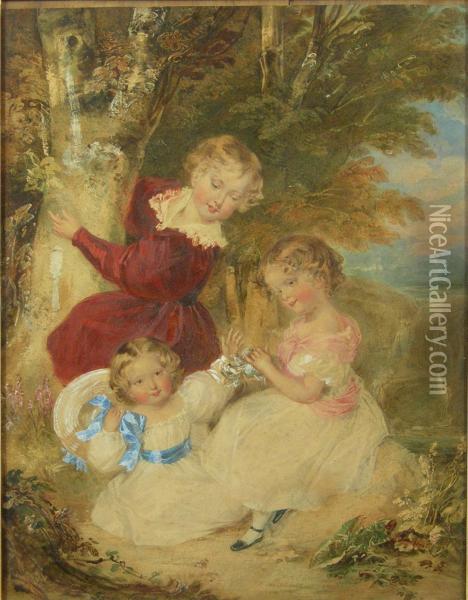 Portrait Of John Labouchere's Children Oil Painting - Marie Francoise Corbeaux