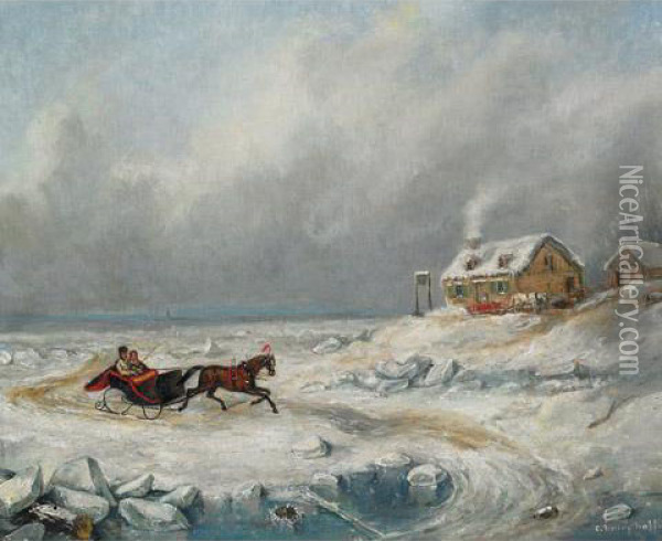 Ice Road, Near Quebec Oil Painting - Cornelius Krieghoff