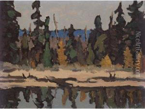 Trees And Lake Oil Painting - Frederick Grant Banting