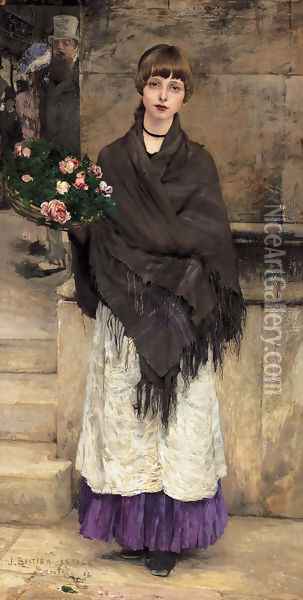 Lepage Marchande De Fleurs A Londres 1882 Oil Painting - Jules Bastien-Lepage