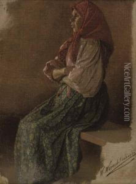 Russian Woman Resting Oil Painting - Vasili Vasilyevich Vereshchagin