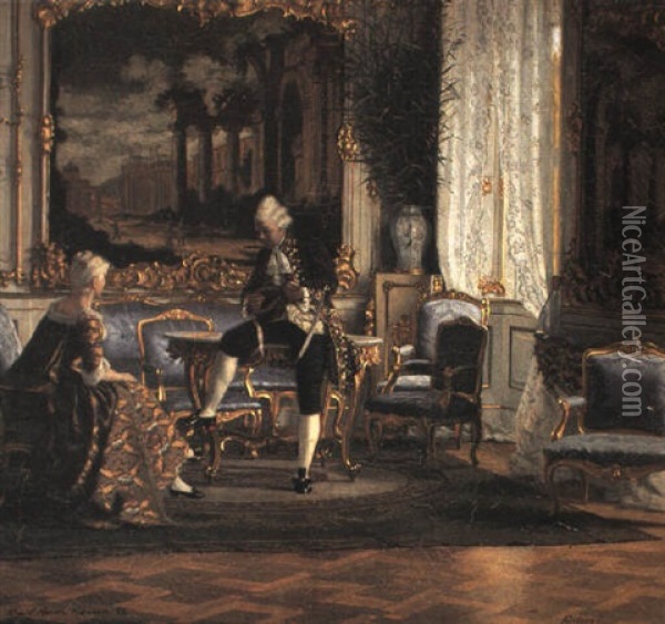 Interior Fra Havesalen Pa Fredensborg Slot Oil Painting - Adolf Heinrich Claus Hansen