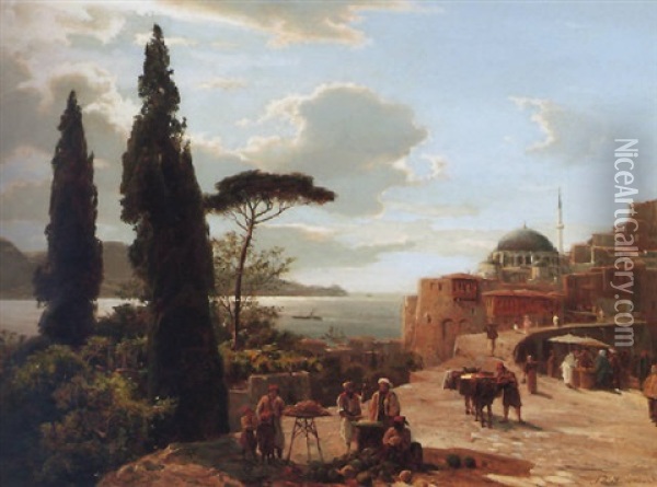 The Bosphorus Oil Painting - Karl Paul Themistocles von Eckenbrecher