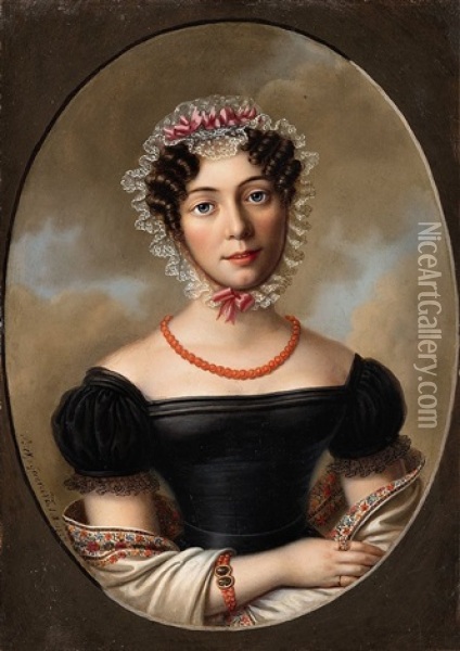 Portrait Of The Elder Sister Caroline Von Guerard Oil Painting - Bernhard von Guerard