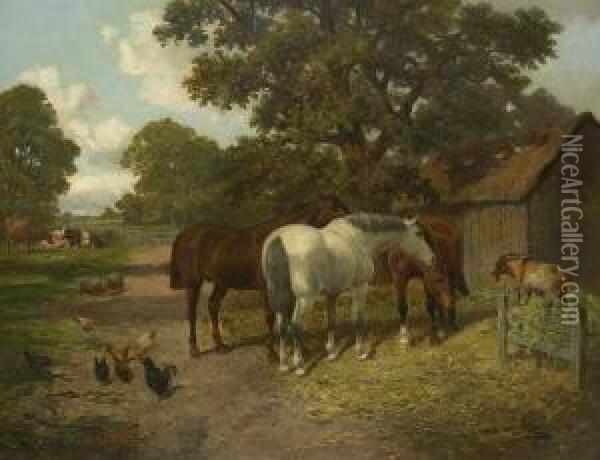 Landliches Idyll. Oil Painting - John Frederick Herring Snr