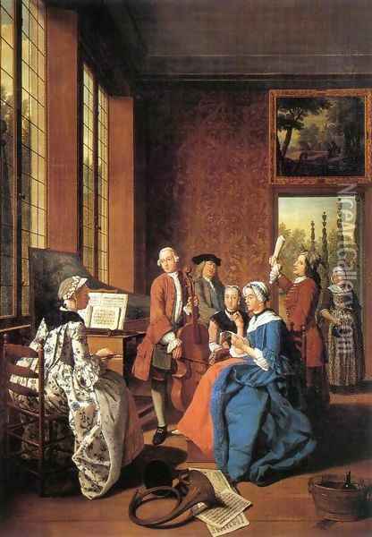 Concert in an Interior Oil Painting - Jan Jozef, the Younger Horemans
