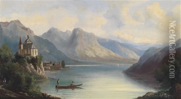 Flusslandschaft Mit Figurlicher Staffage Oil Painting - Ferdinand Lepie