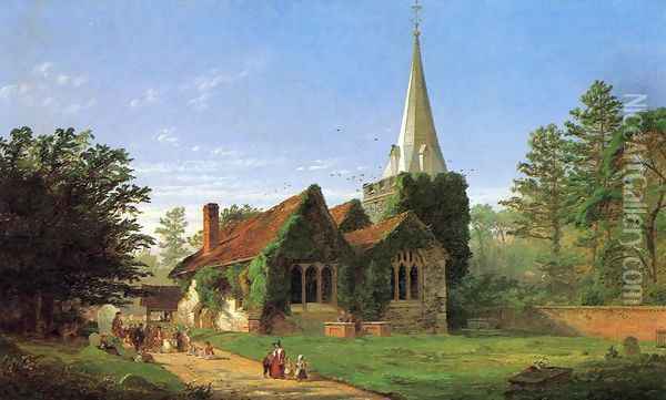 The Church at Stoke Poges Oil Painting - Jasper Francis Cropsey