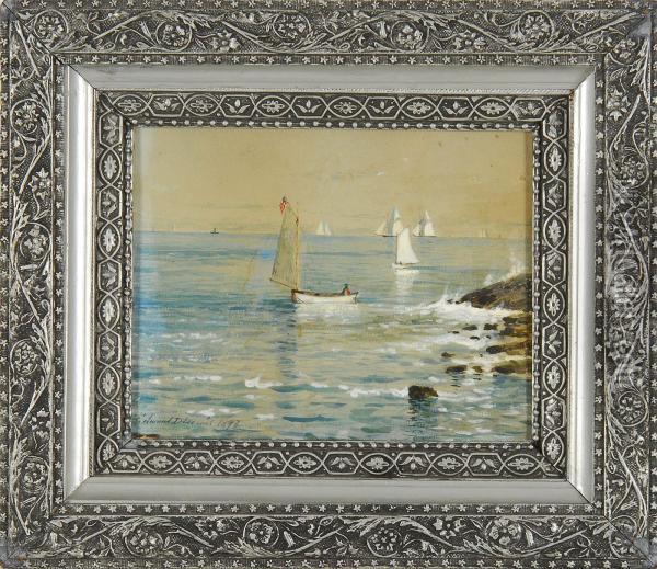 Sailing Off The Coast Oil Painting - Edmund Darch Lewis