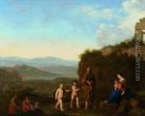 Le Repos Pendant La Fuite En Egypte Oil Painting - Cornelis Van Poelenburch