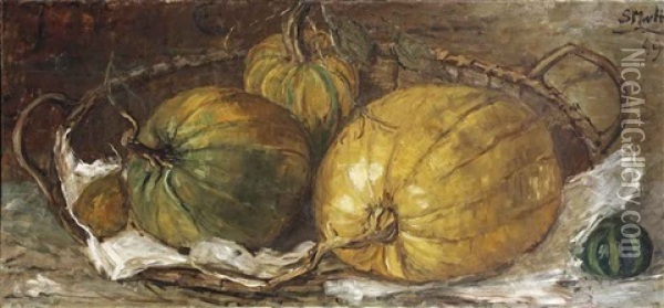 Still Life With Pumpkins Oil Painting - Sientje Mesdag Van Houten