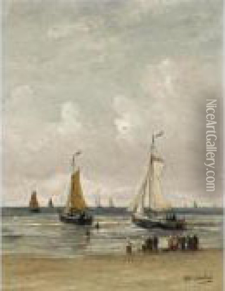 Watching The Fishing Fleet Sail Out Oil Painting - Hendrik Willem Mesdag