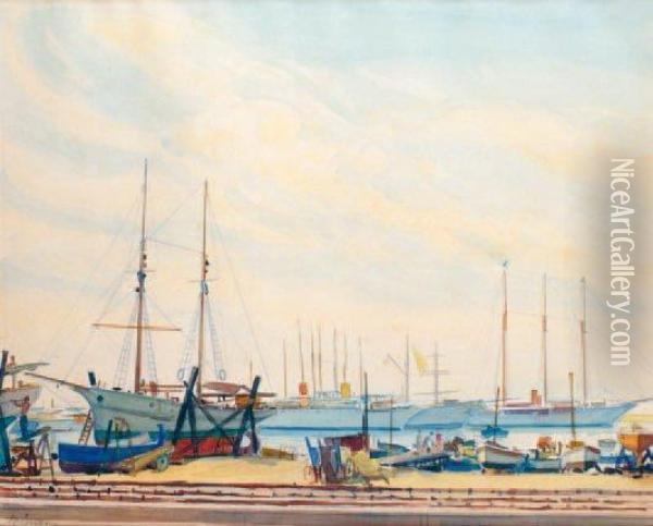 Le Port De Nice Oil Painting - Tony Minartz