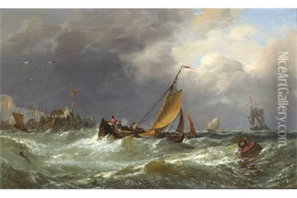 Dutch Boat Off Broadstairs, Kent Oil Painting - Edwin Hayes