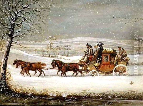 The Royal Mail in Winter Oil Painting - Henry Thomas Alken