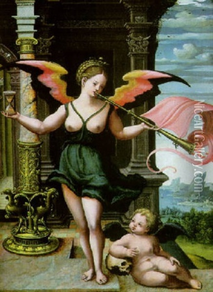 Allegorie De La Renommee Oil Painting -  Master of the Female Half Lengths