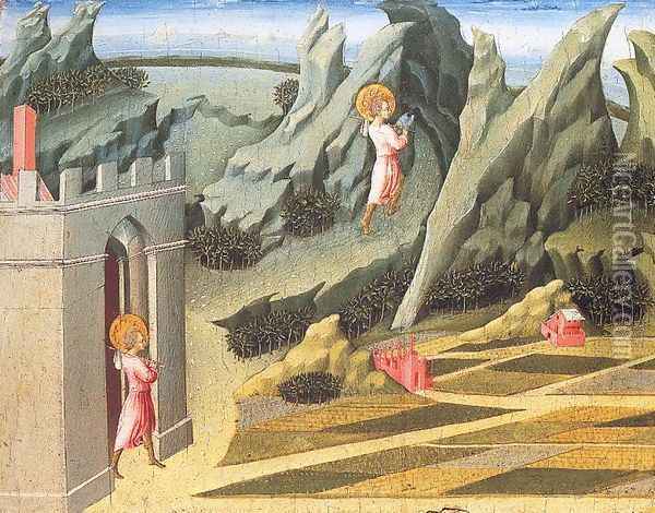 St. John the Baptist Retiring to the Desert 1453 Oil Painting - Giovanni di Paolo