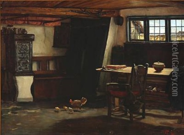 Country Interior Oil Painting - Vilhelm Rosenstand