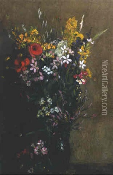 Sommerstraus In Dunkler Vase Oil Painting - Amandus Faure