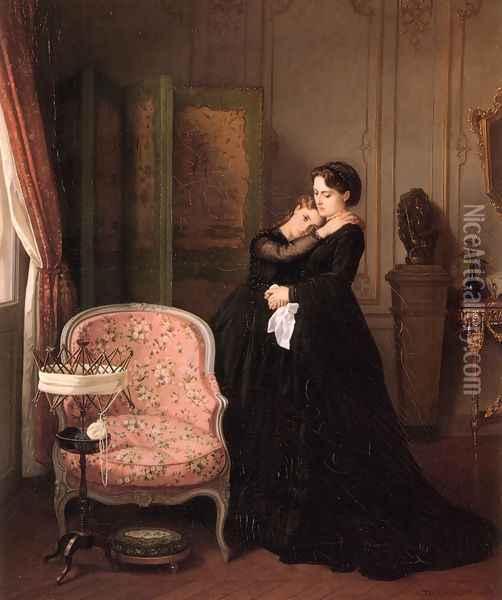 Consolation Oil Painting - Auguste Toulmouche