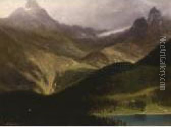 Mountain Landscape Oil Painting - Albert Bierstadt