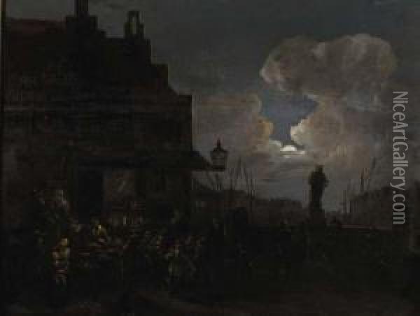 A Fruit Market In Rotterdam, At Night Oil Painting - Jan Snellinck
