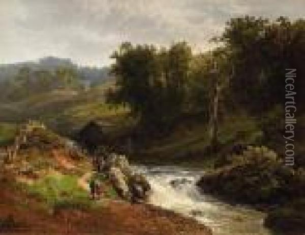 Muhlental In Harz Oil Painting - Andreas Achenbach