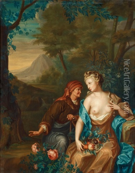 Vertumnus Och Pomona Oil Painting - Willem van Mieris