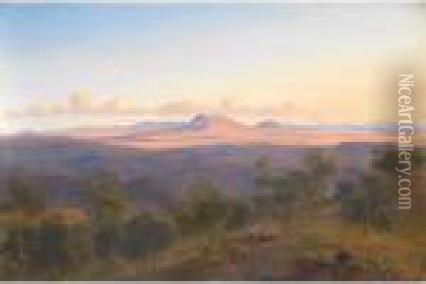 A View From Daylesford Towards The Pyrenees Oil Painting - Eugene von Guerard