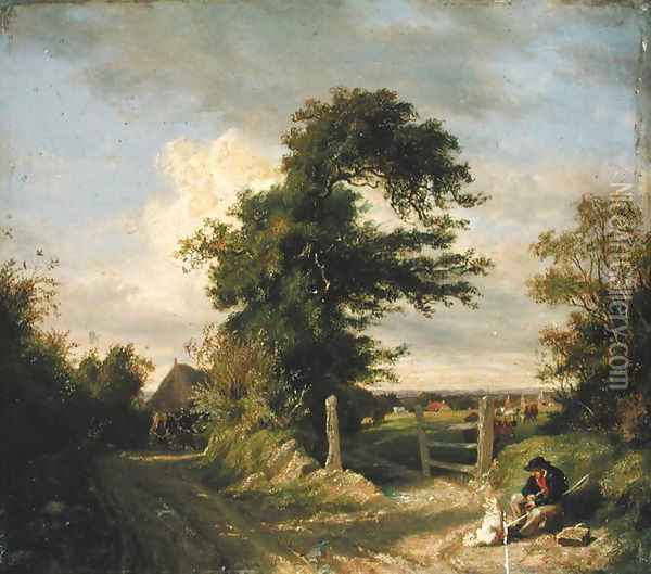 Gut Neverstaven, near Oldesloe, 1859 Oil Painting - Otto Speckter
