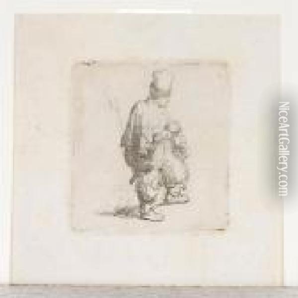 Polander Standing With Arms Folded (b., Holl.140; H.138; Bb.35-7) Oil Painting - Rembrandt Van Rijn