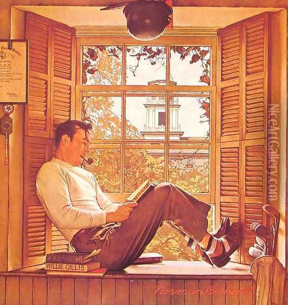 Willie Gillis in College Oil Painting - Norman Rockwell