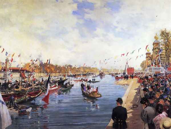Inauguration of the Premier, Pierre du Pont Alexandre III, On the Occasion of the Universal Exposition of 1900 Oil Painting - Pierre Louis Leger Vauthier