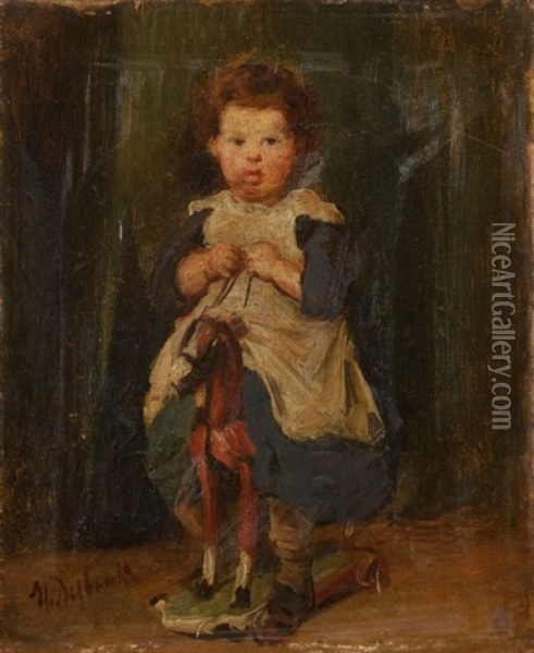 Un Jeune Enfant Sur Un Cheval A Roulette Oil Painting - Marcellin Gilbert Desboutin