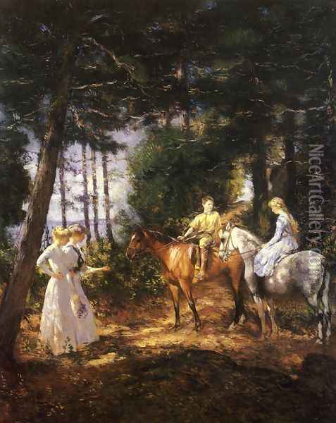 My Children in the Woods Oil Painting - Edmund Charles Tarbell